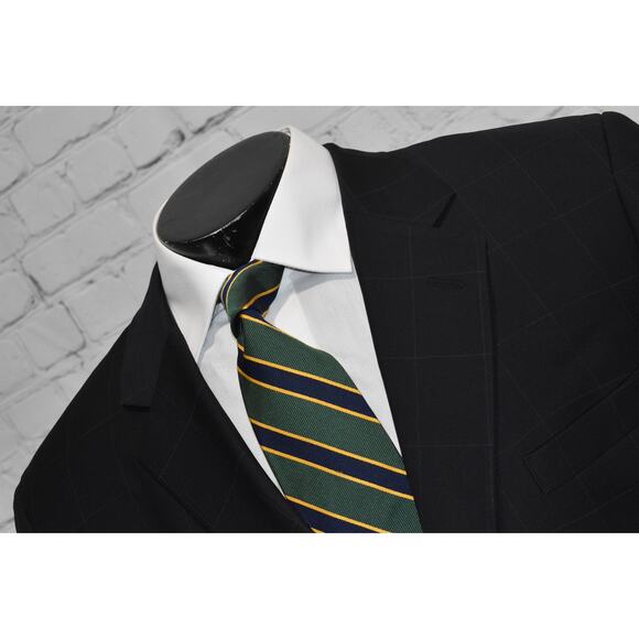 Tasso Elba Suit 2 Piece Mens Size Jacket 43 Reg Windowpane Plaid Pants 36 x 29 - Picture 2 of 14